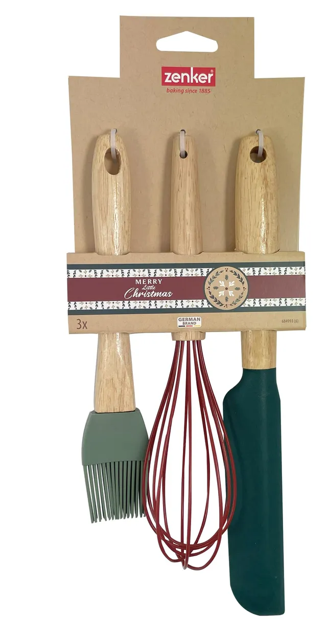 zenker-set-pasticceria-3-pezzi-frusta-rossa-29-cm-pennello-verde-23-cm-e-spatola image 1