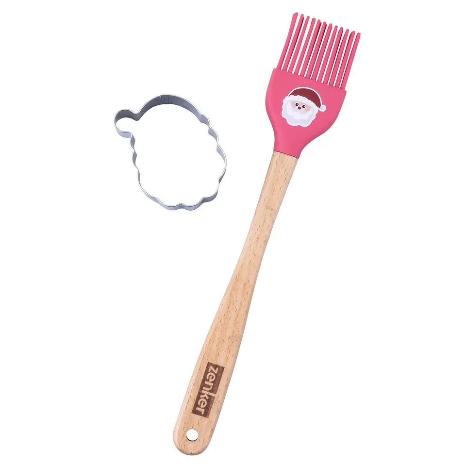 zenker-set-2-pezzi-spatola-renna-e-pennello-babbo-natale-con-tagliabiscotti-sili image 1