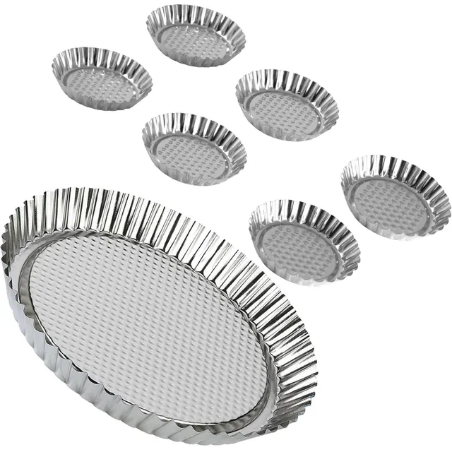 zenker-set-stampo-crostata-28-cm-6-stampi-monoporzione-9-5-cm-in-banda-stagnata- image 1