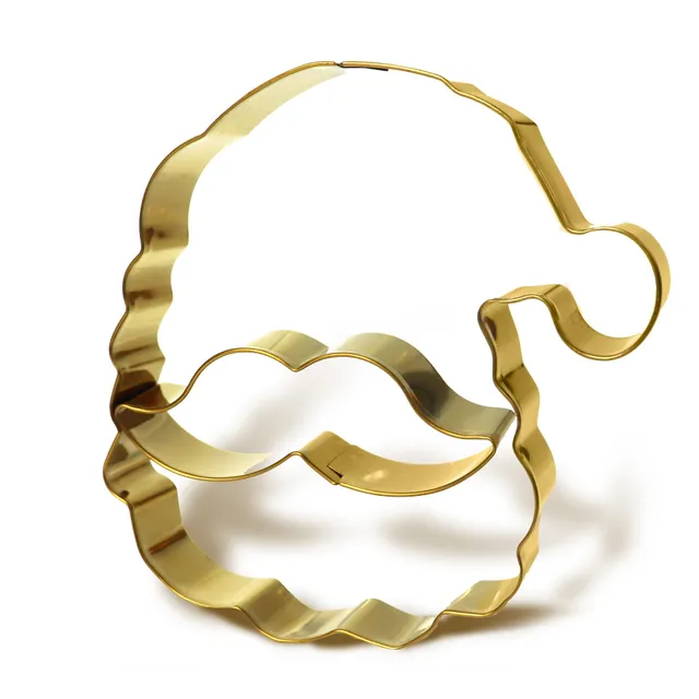 zenker-set-2-tagliabiscotti-babbo-natale-e-baffi-in-acciaio-inossidabile-oro image 1