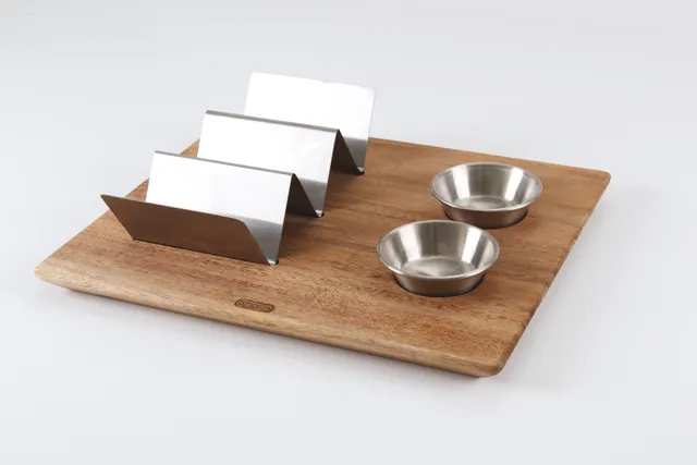 dexas-acacia-wood-taco-board-tagliere-da-servizio-in-legno-di-acacia-con-portata image 1