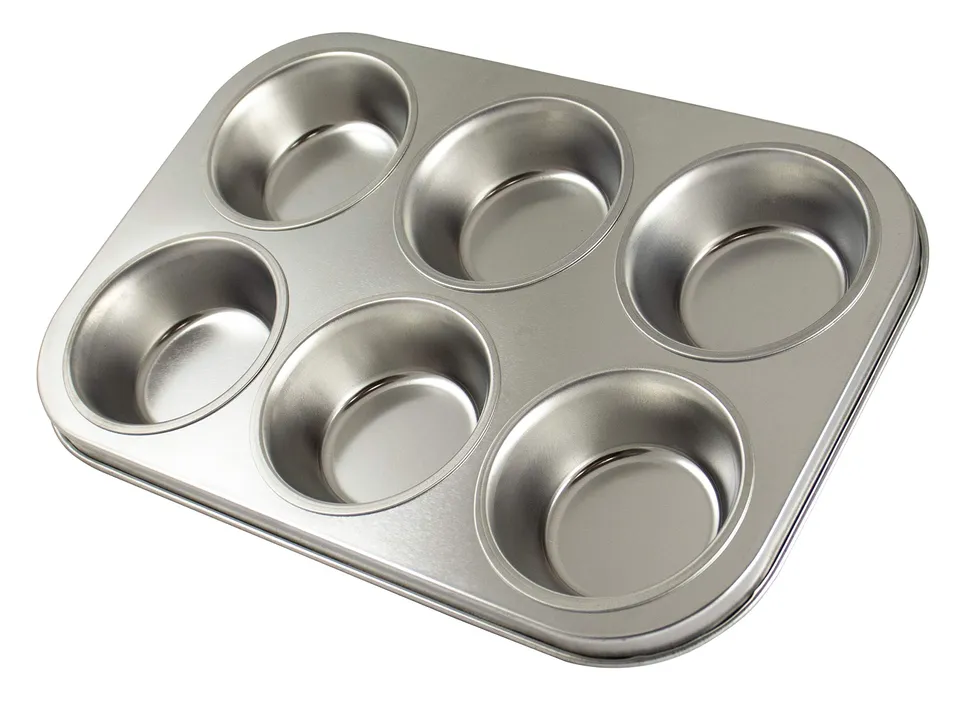 zenker-stampo-cupcake-muffin-6-impronte-29x19-5x3-cm-in-acciaio-stagnato-argento image 1