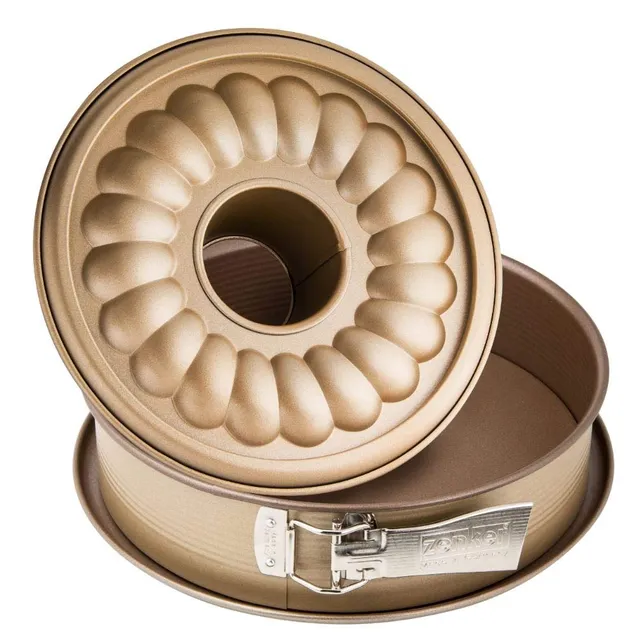 zenker-7352-tortiera-apribile-linea-mojave-gold-26-cm-a-2-fondi-con-base-sporgen image 1