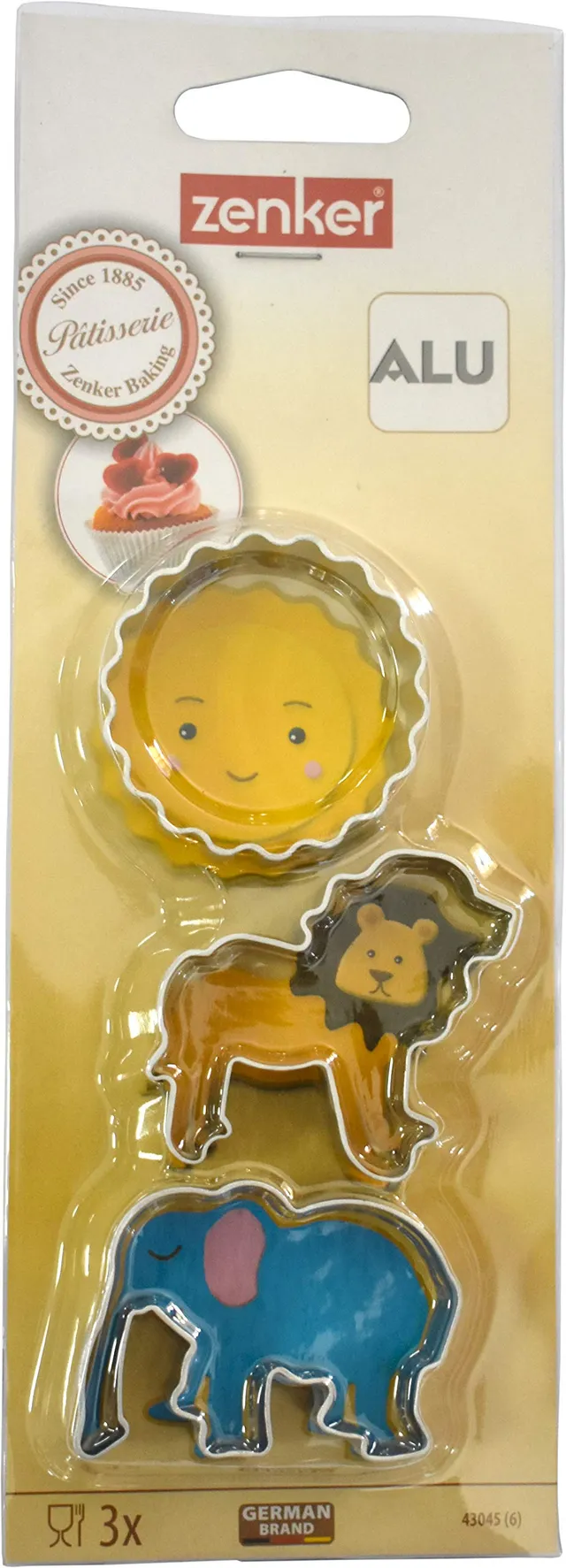 zenker-set-3-formine-tagliabiscotti-animali-girasole-elefante-e-leone-in-acciaio image 1