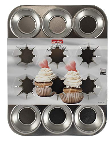 zenker-stampo-cupcake-muffin-a-12-impronte-37-5x28-5-cm-acciaio-stagnato-argento image 6