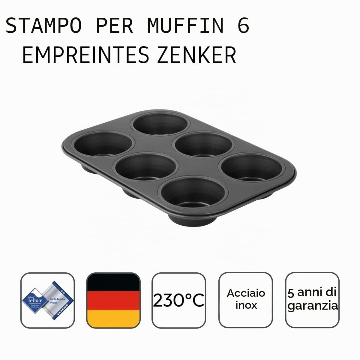 zenker-black-metallic-stampo-per-muffin-cupcake-a-6-impronte-7-cm-antiaderente-t image 4
