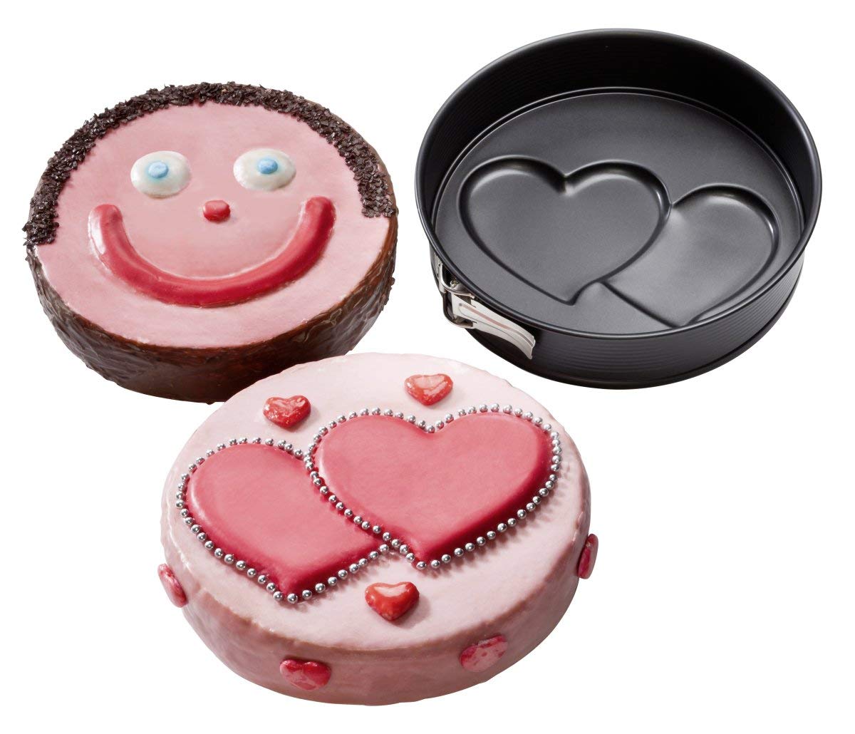 zenker-tortiera-apribile-3-in-1-con-fondi-3d-normale-cuore-e-smile-26-cm-rivesti image 3