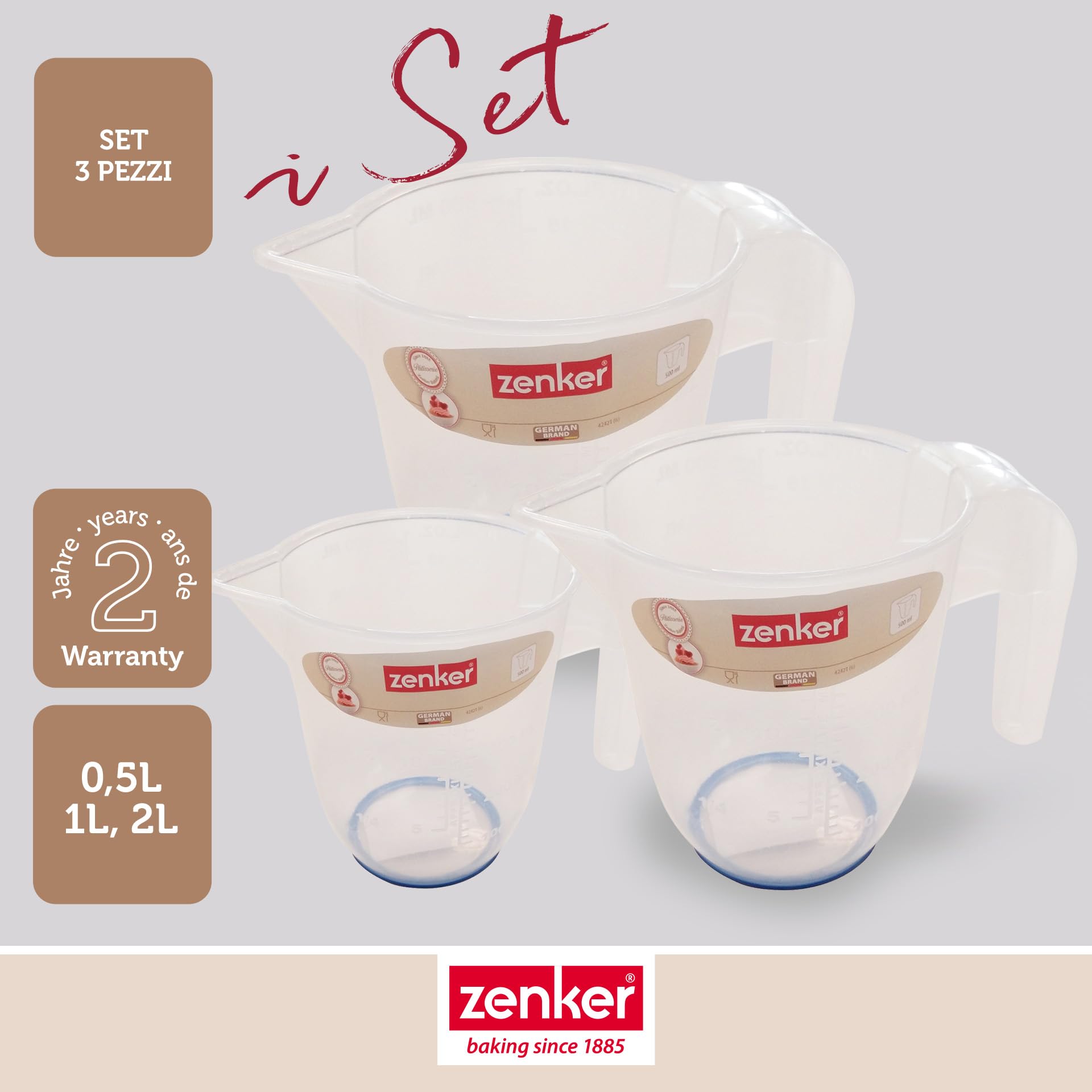 zenker-set-3-caraffe-graduate-in-plastica-alimentare-trasparente-0-5-l-1-l-2-l-r image 2