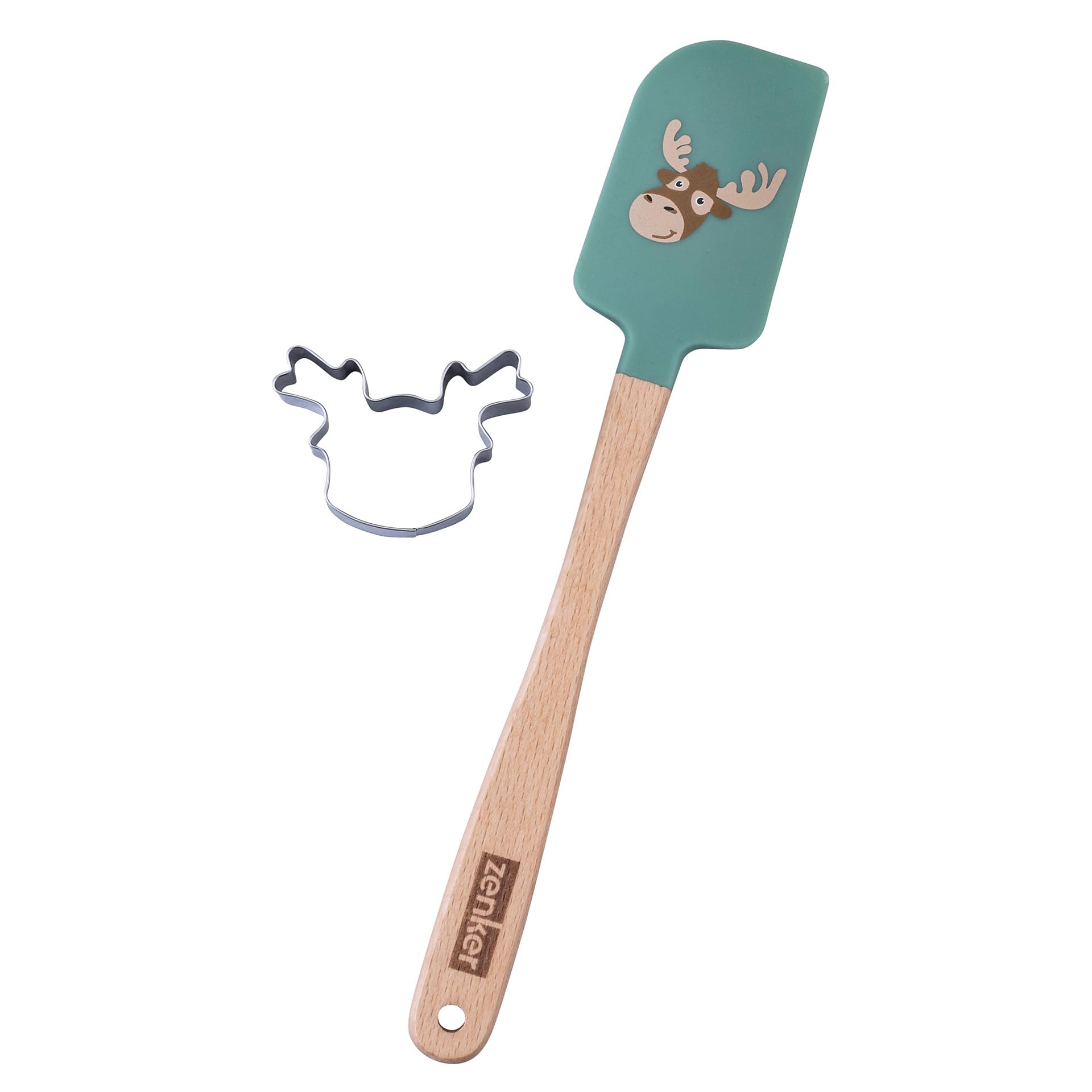 zenker-set-2-pezzi-spatola-renna-e-pennello-babbo-natale-con-tagliabiscotti-sili image 2