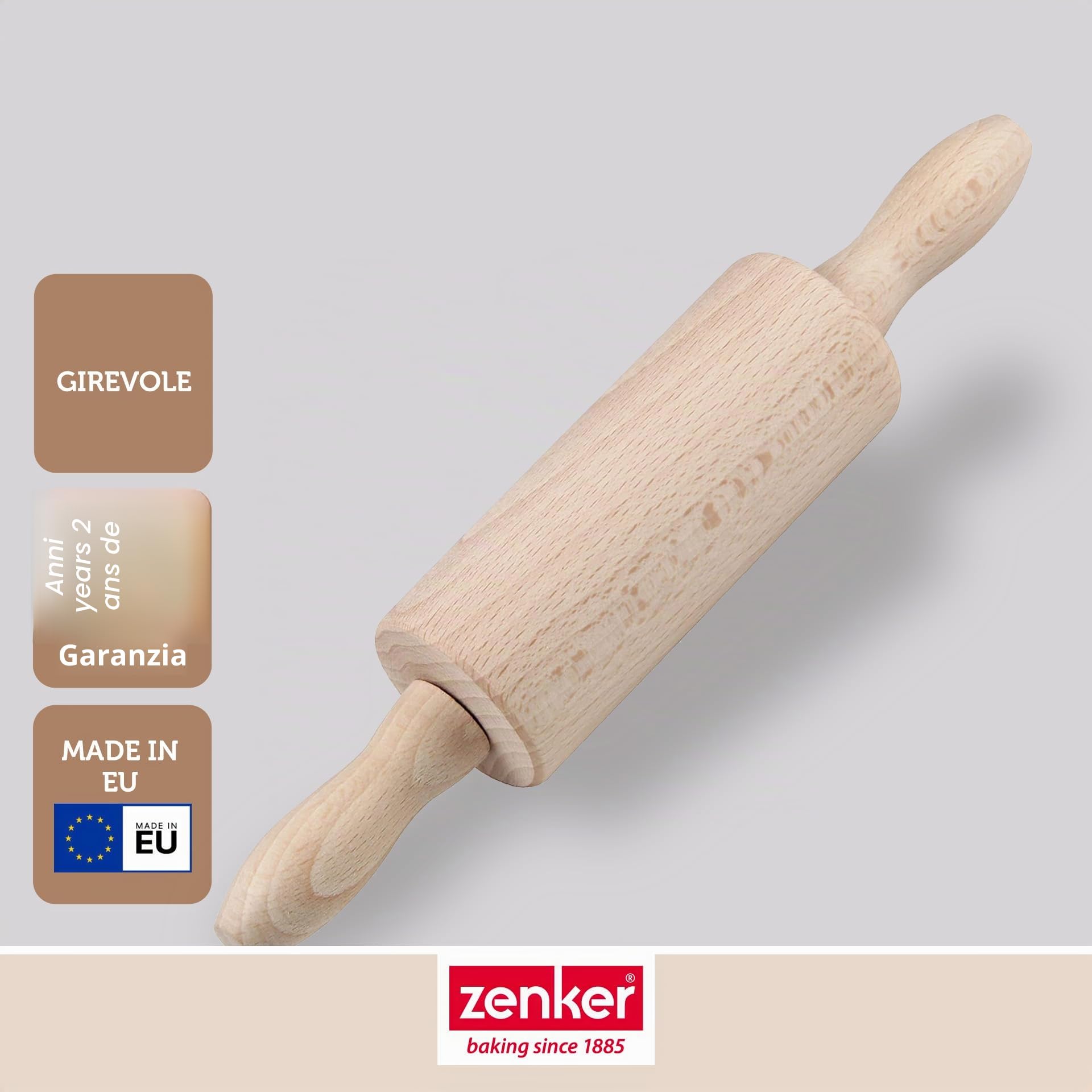 zenker-mini-mattarello-girevole-in-legno-di-faggio-24x4-5-cm-per-pasticceria-dol image 2