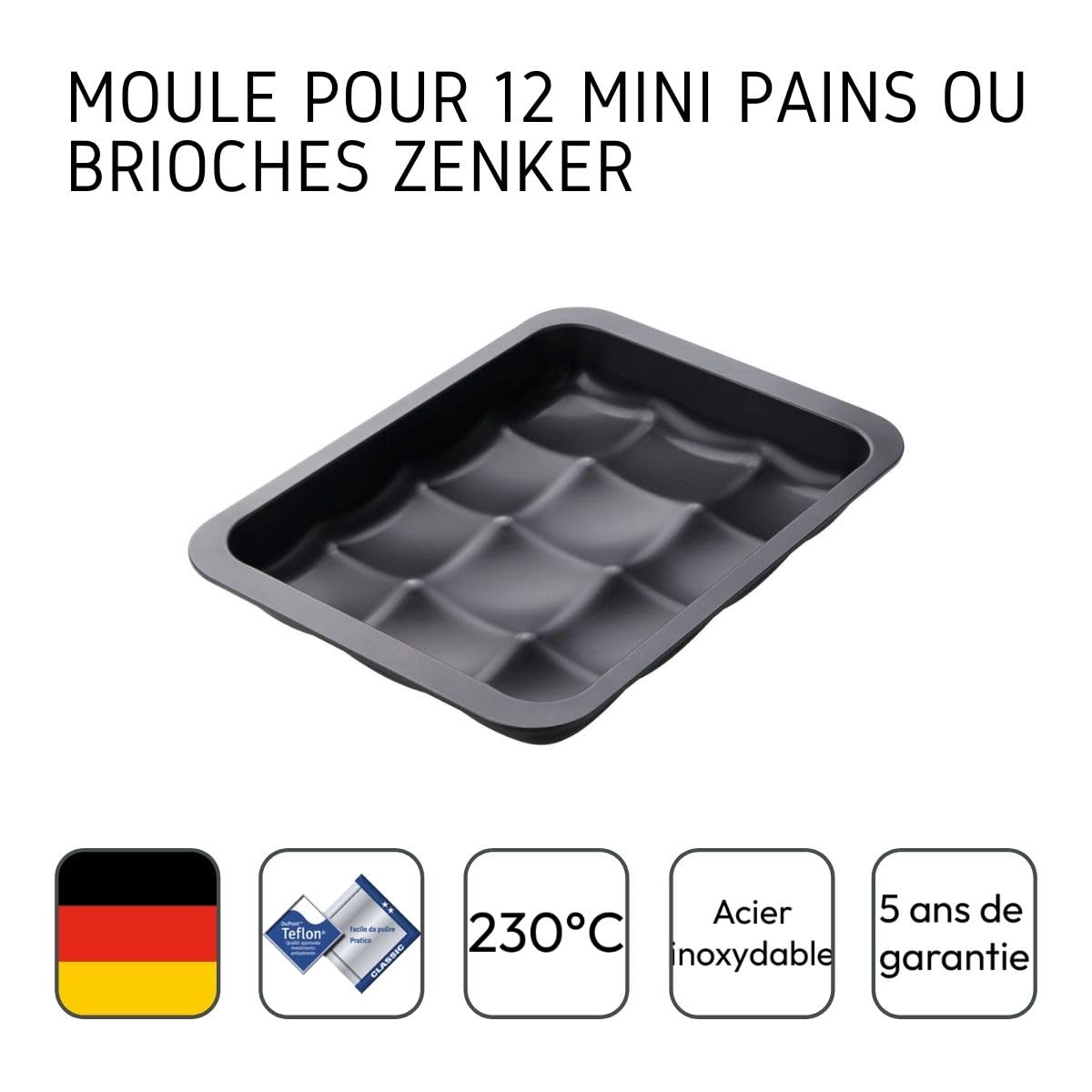 zenker-6517-teglia-antiaderente-per-12-panini-dolci-e-salati-black-metallic image 4