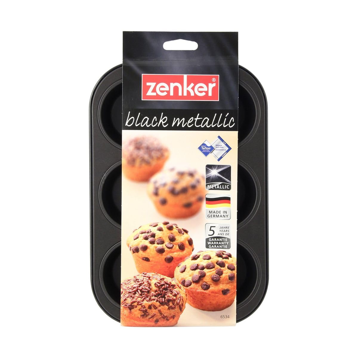 zenker-black-metallic-stampo-per-muffin-cupcake-a-6-impronte-7-cm-antiaderente-t image 5