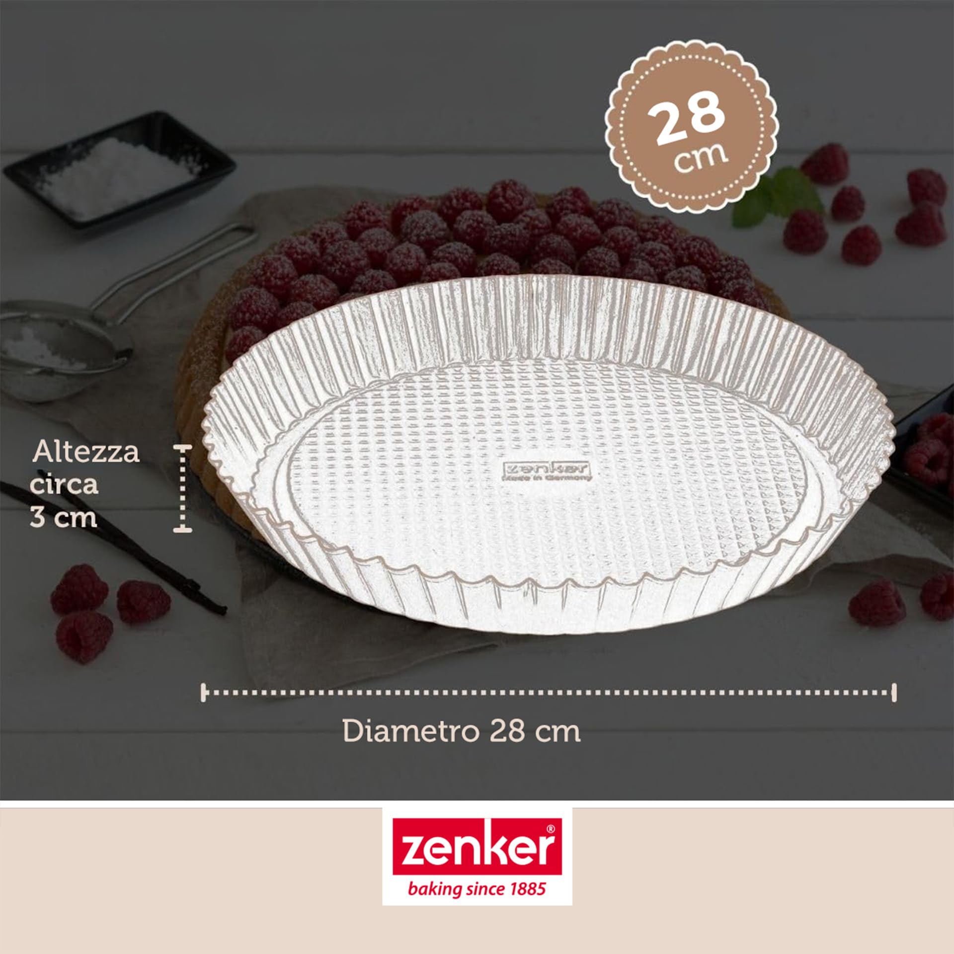 zenker-stampo-crostata-fondo-a-nido-d-ape-28-cm-linea-black-metallic-acciaio-con image 3