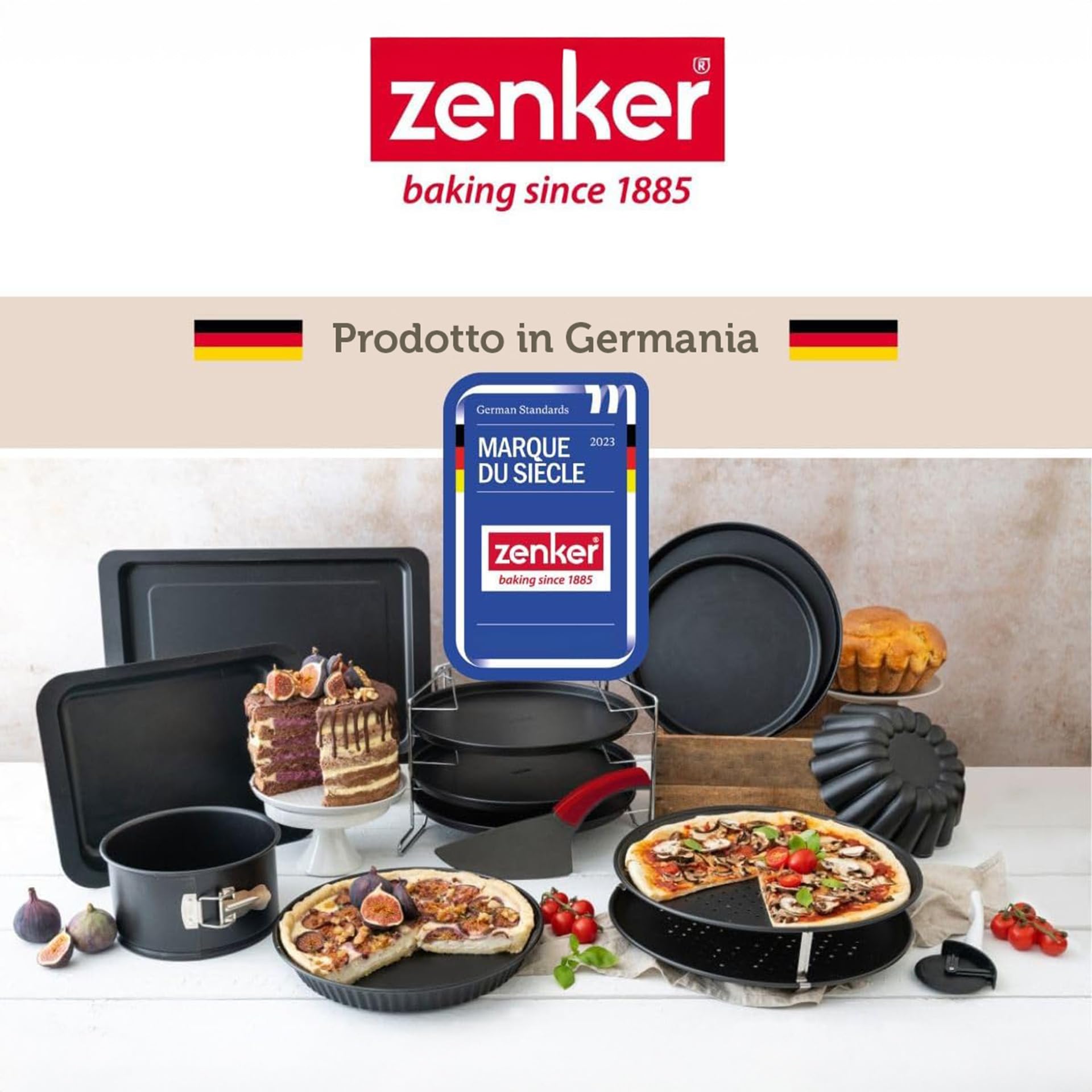 zenker-teglia-piastra-per-pizza-e-biscotti-42-x-29-cm-linea-black-metallic-accia image 7