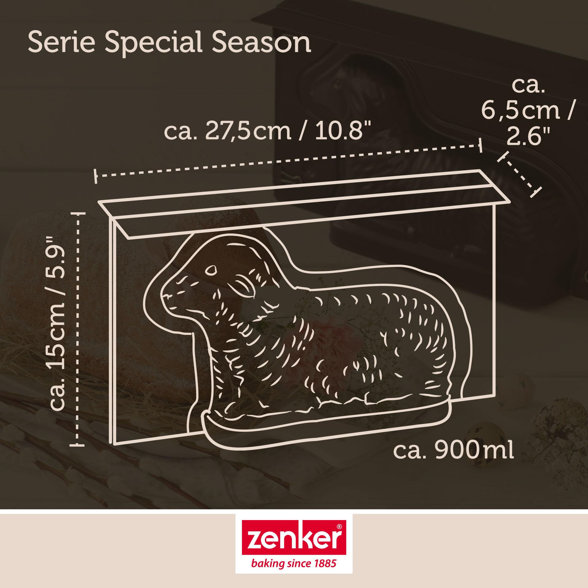 zenker-stampo-a-forma-di-agnello-teglia-antiaderente-in-acciaio-nero-28-x-16-x-8 image 5
