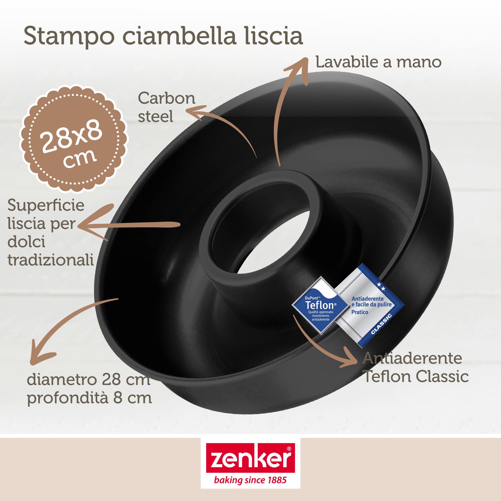 zenker-stampo-ciambella-liscia-con-foro-centrale-28-x-7-cm-in-acciaio-carbon-ste image 5