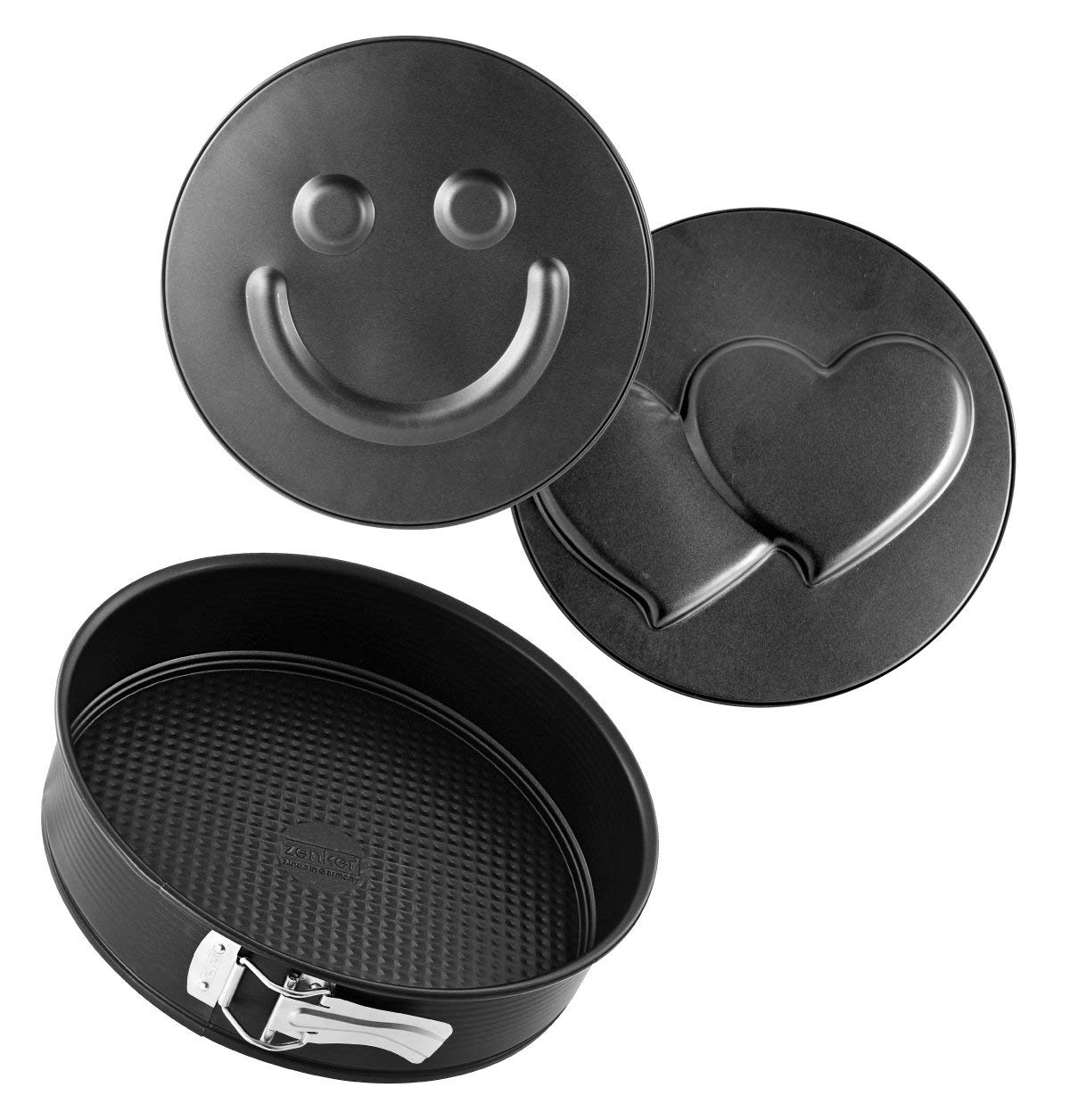 zenker-tortiera-apribile-3-in-1-con-fondi-3d-normale-cuore-e-smile-26-cm-rivesti image 5