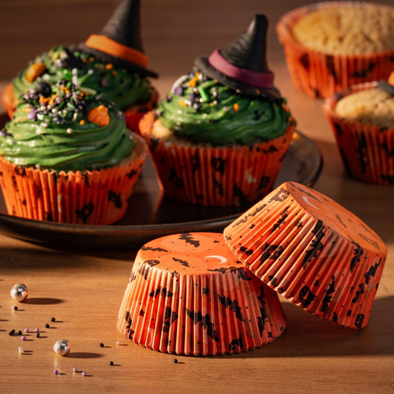 zenker-50-pirottini-in-carta-per-cupcake-e-muffin-tema-halloween-pipistrelli-e-f image 2
