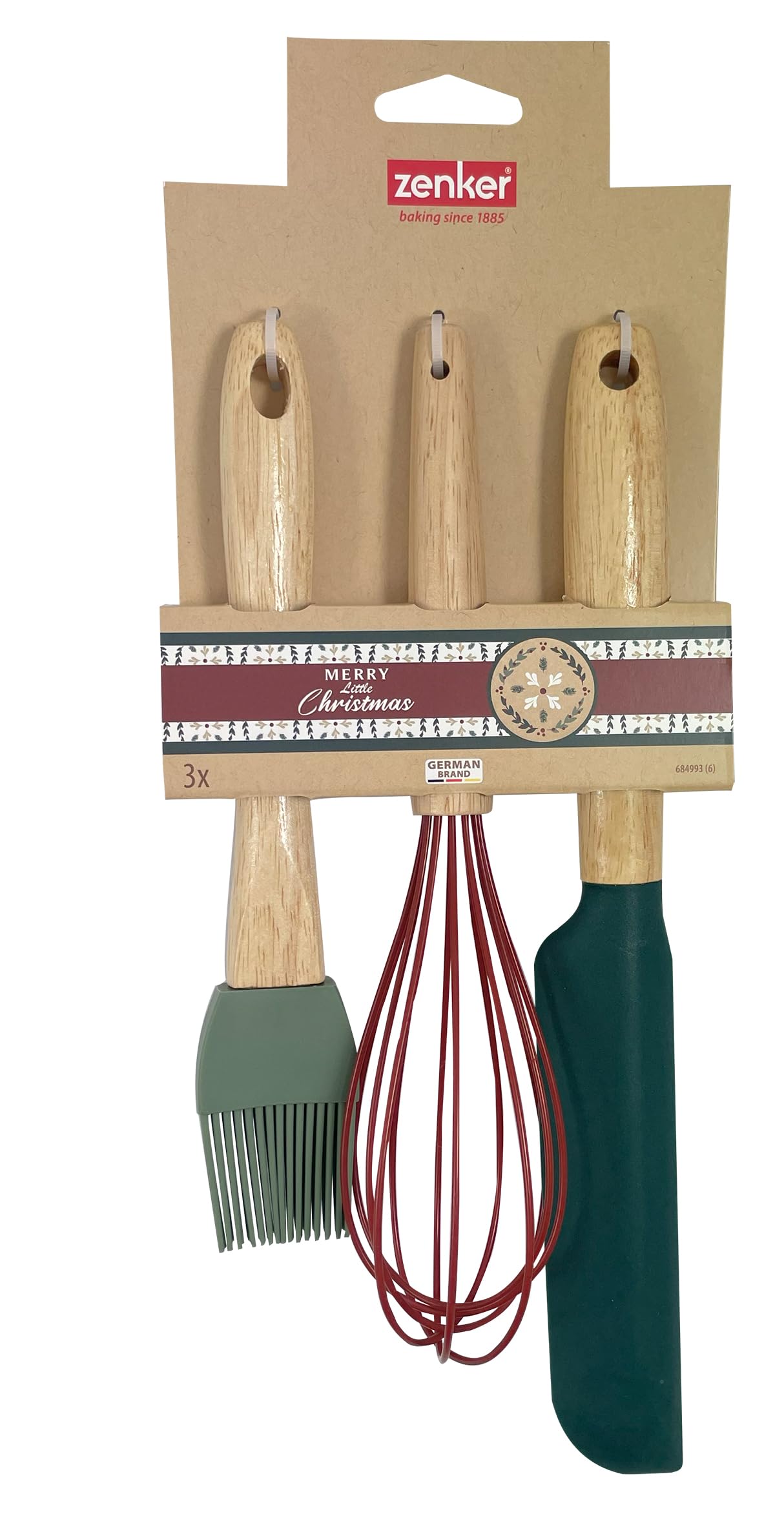 zenker-set-pasticceria-3-pezzi-frusta-rossa-29-cm-pennello-verde-23-cm-e-spatola image 1