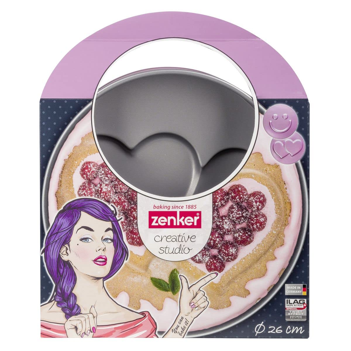 zenker-creative-studio-teglia-da-forno-rotonda-con-2-fondi-doppio-cuore-e-viso-s image 8