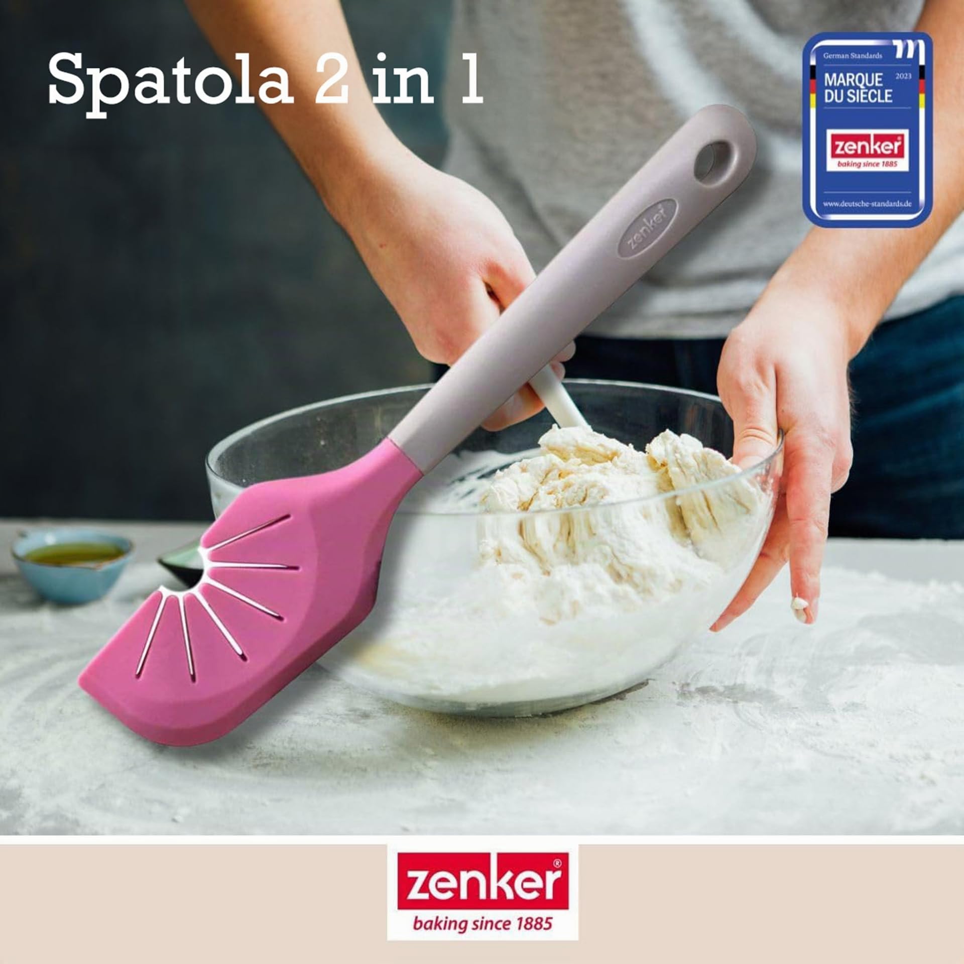 zenker-spatola-da-cucina-2-in-1-in-silicone-per-mescolare-impastare-e-pulire-la- image 2