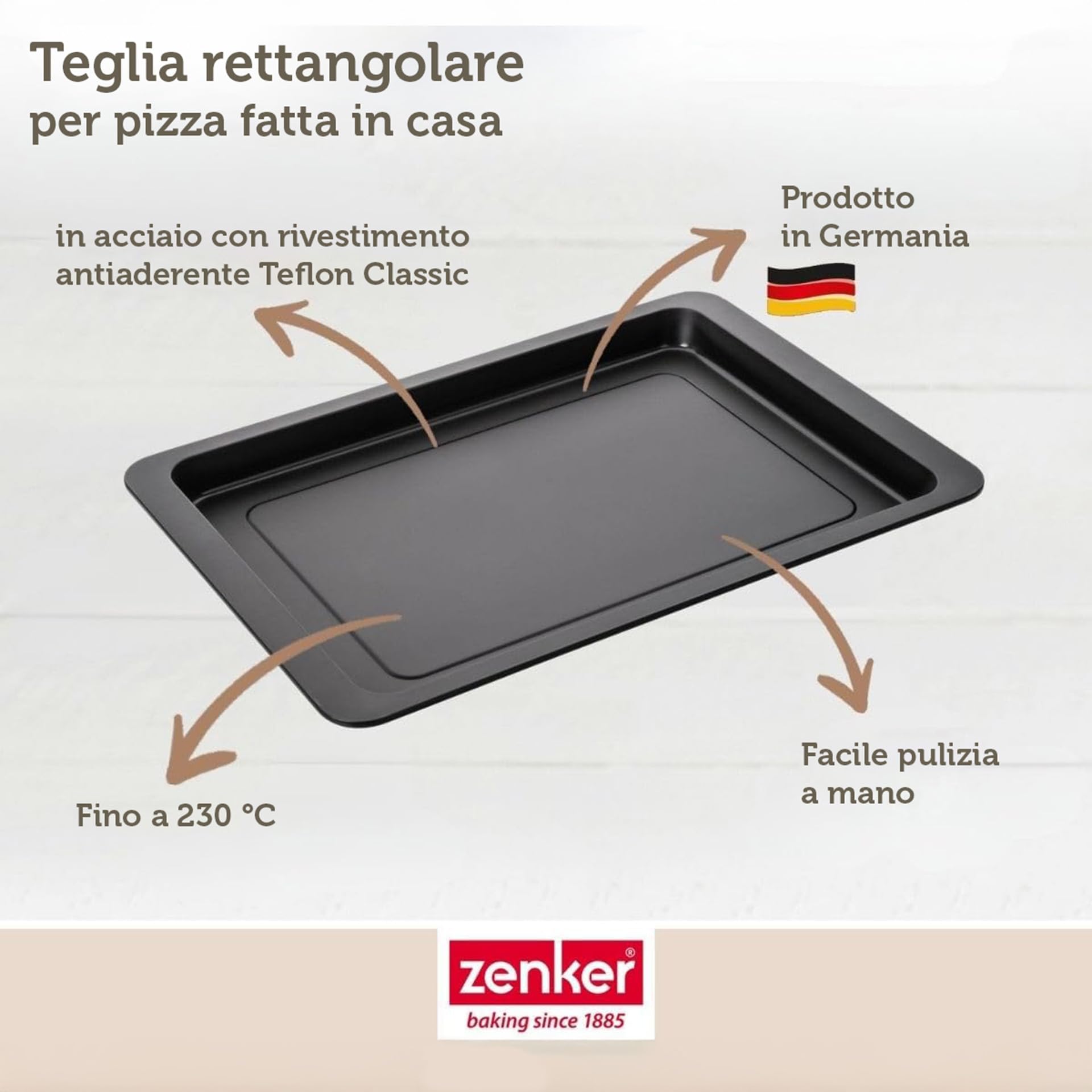 zenker-teglia-piastra-per-pizza-e-biscotti-42-x-29-cm-linea-black-metallic-accia image 2