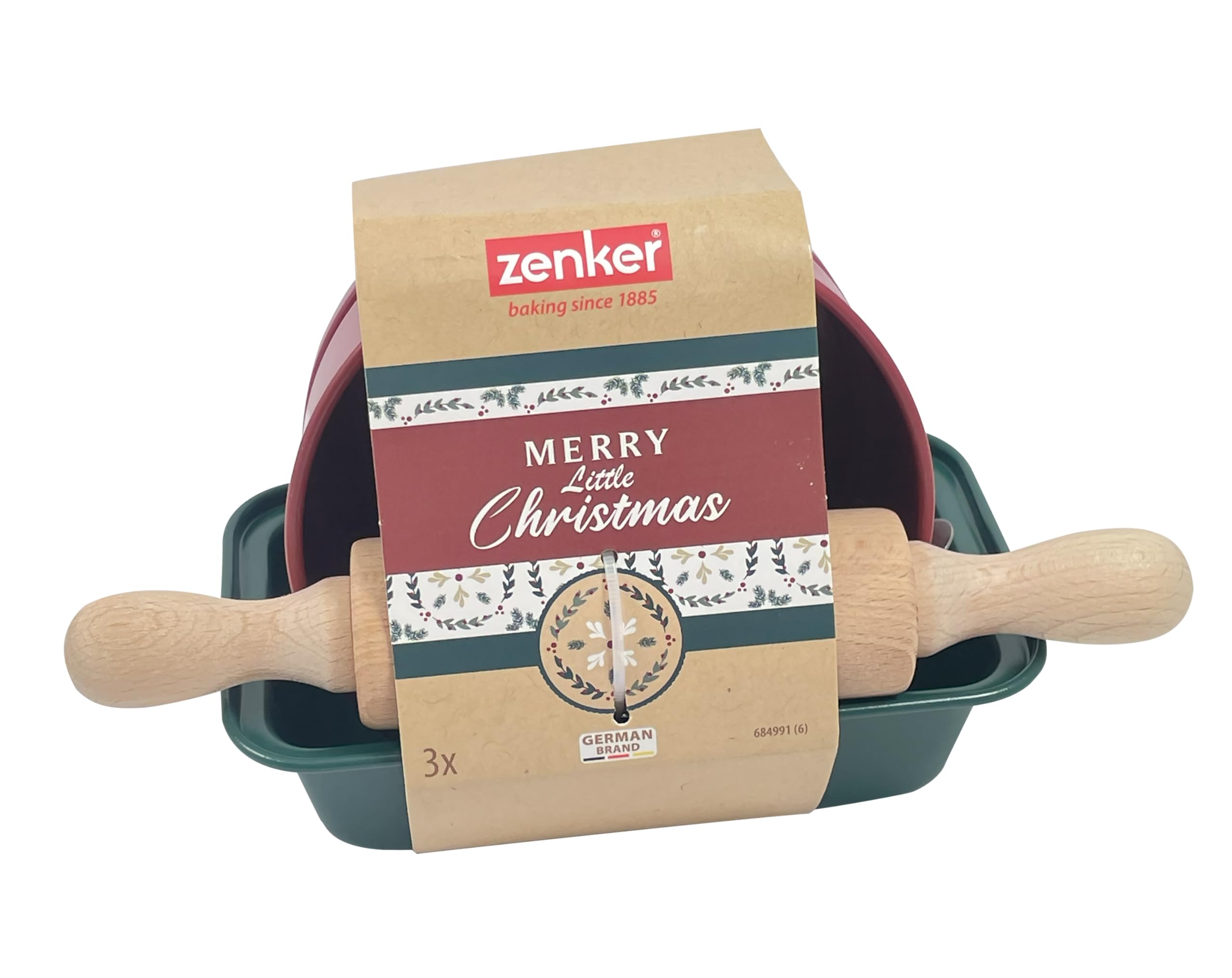 zenker-set-pasticceria-3-pezzi-natalizio-tortiera-antiaderente-12x5-cm-mini-plum image 2