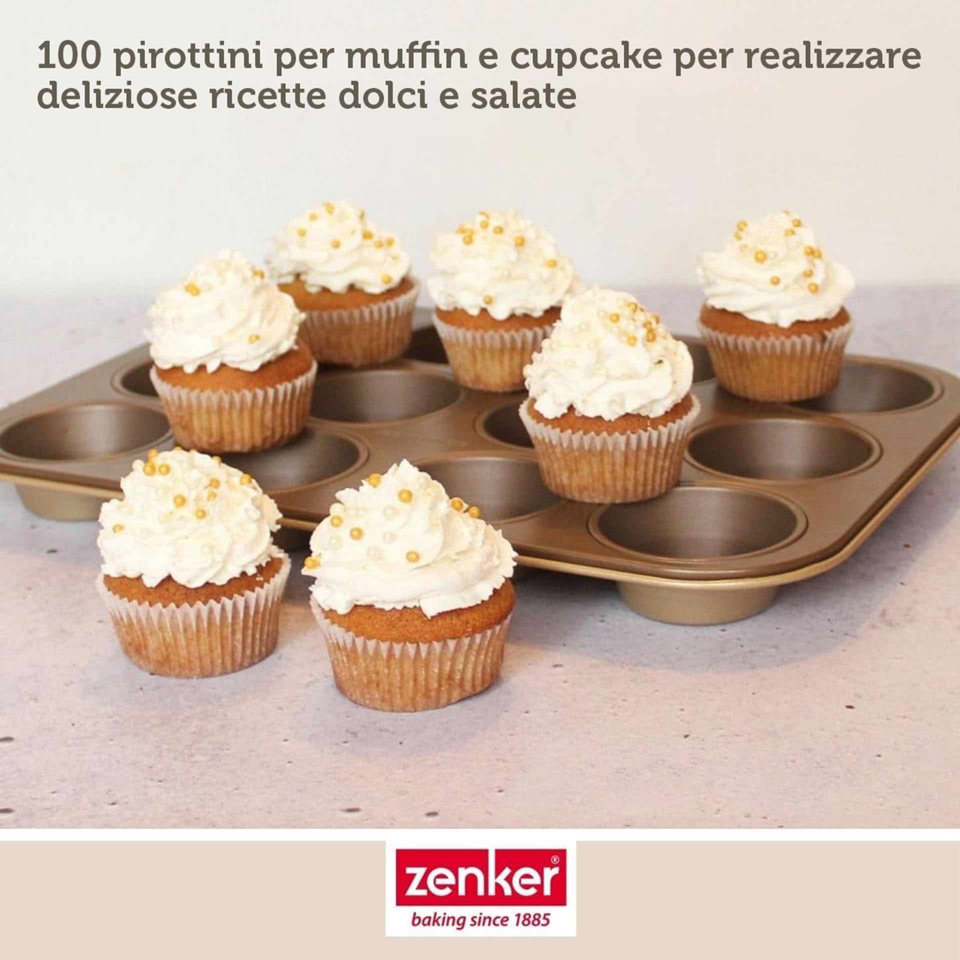 zenker-set-100-pirottini-in-carta-per-muffin-e-cupcake-resistenti-fino-a-220-c-7 image 5