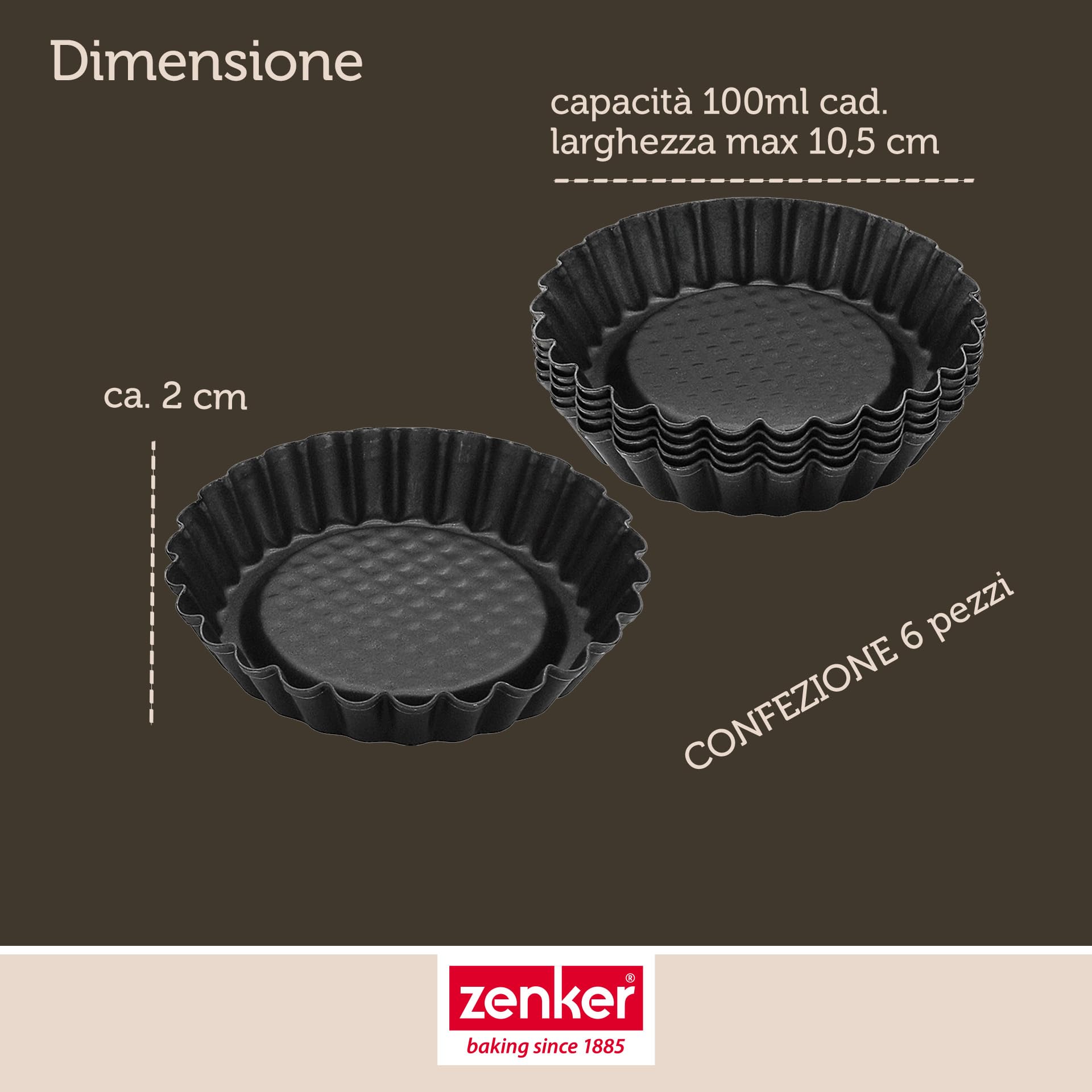 zenker-set-7-stampi-antiaderenti-tortiera-per-crostata-28-cm-6-mini-stampi-10-cm image 4