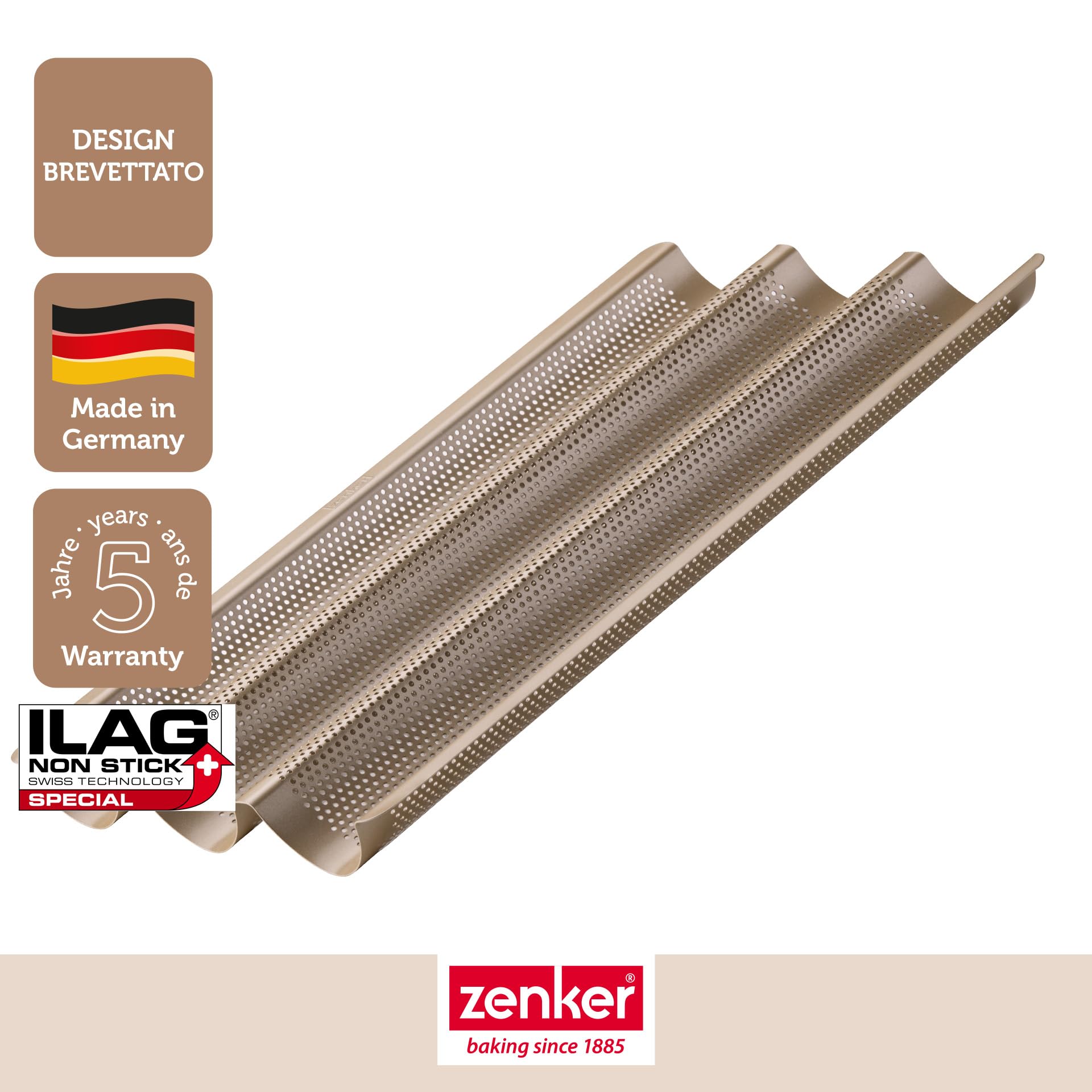 zenker-mojave-gold-set-3-teglie-per-baguette-perforate-con-rivestimento-antiader image 3