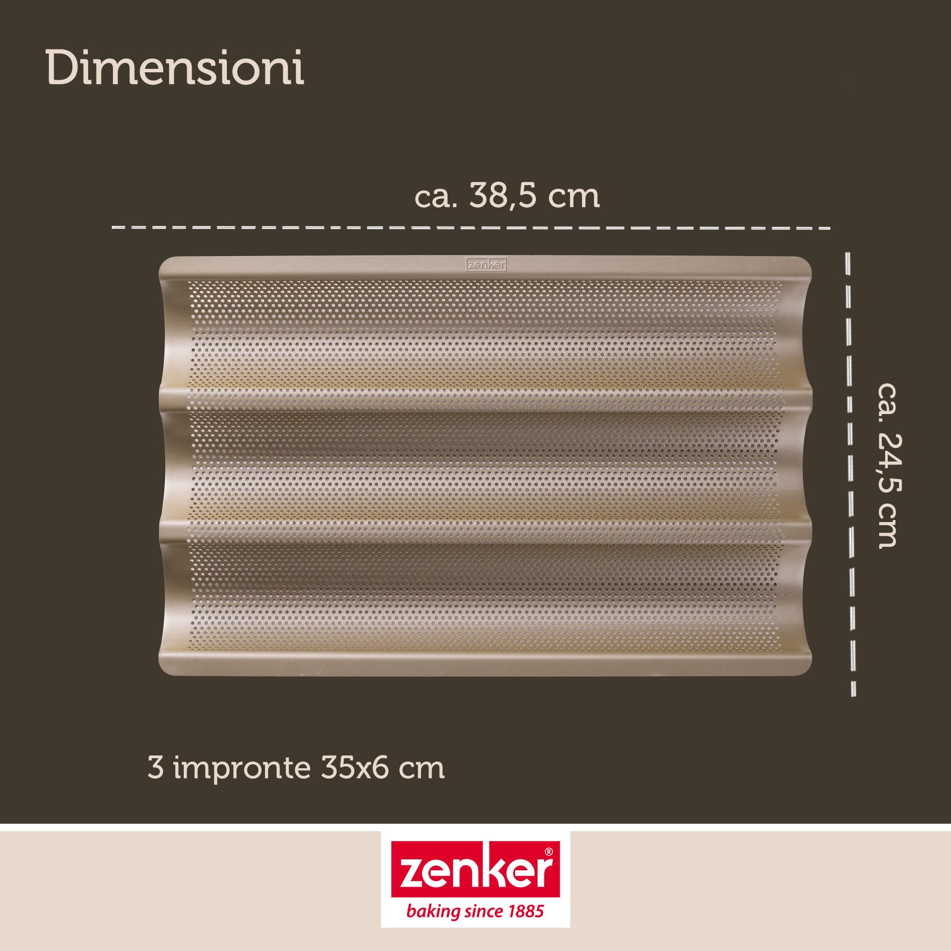 zenker-mojave-gold-set-3-teglie-per-baguette-perforate-con-rivestimento-antiader image 5