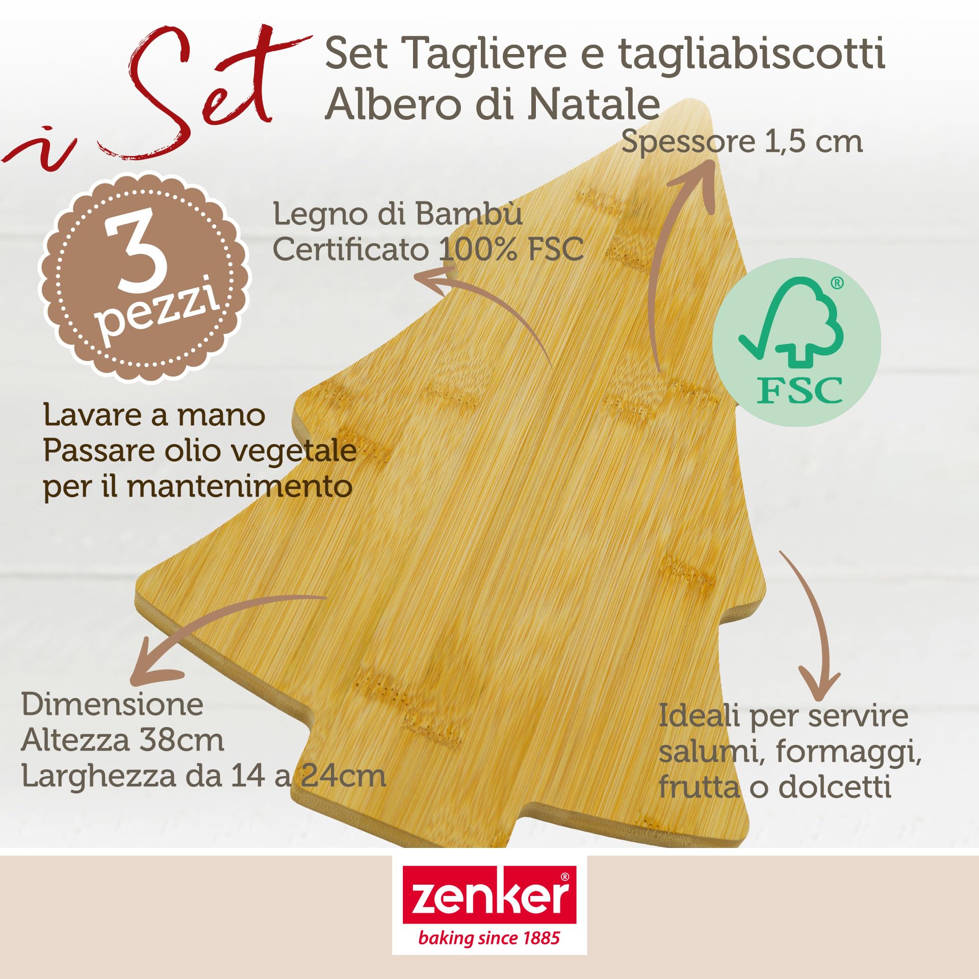 zenker-set-tagliere-albero-di-natale-in-bamb-fsc-38-cm-2-tagliabiscotti-in-accia image 2