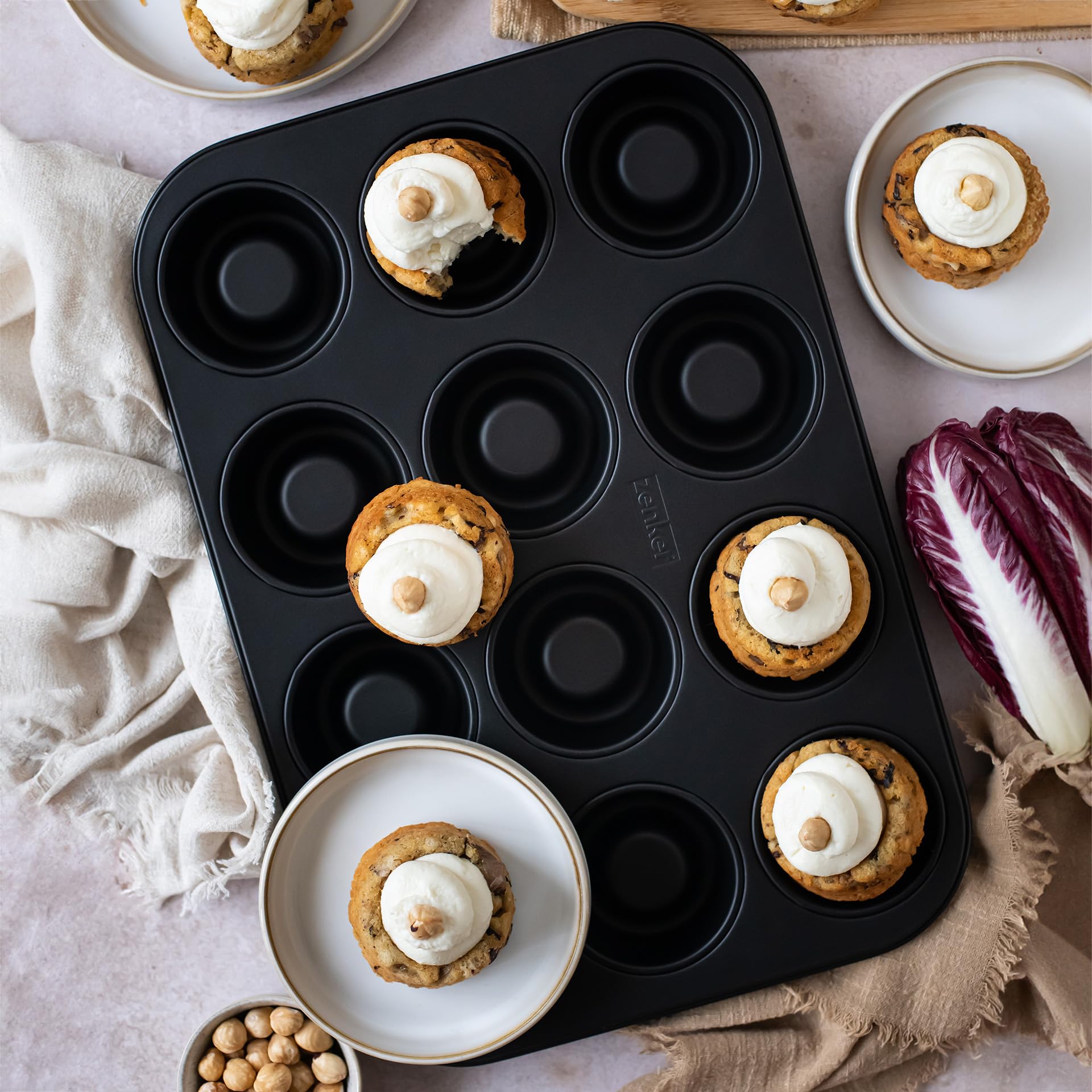 zenker-black-metallic-stampo-cupcakes-a-12-impronte-concave-7-cm-in-acciaio-anti image 5