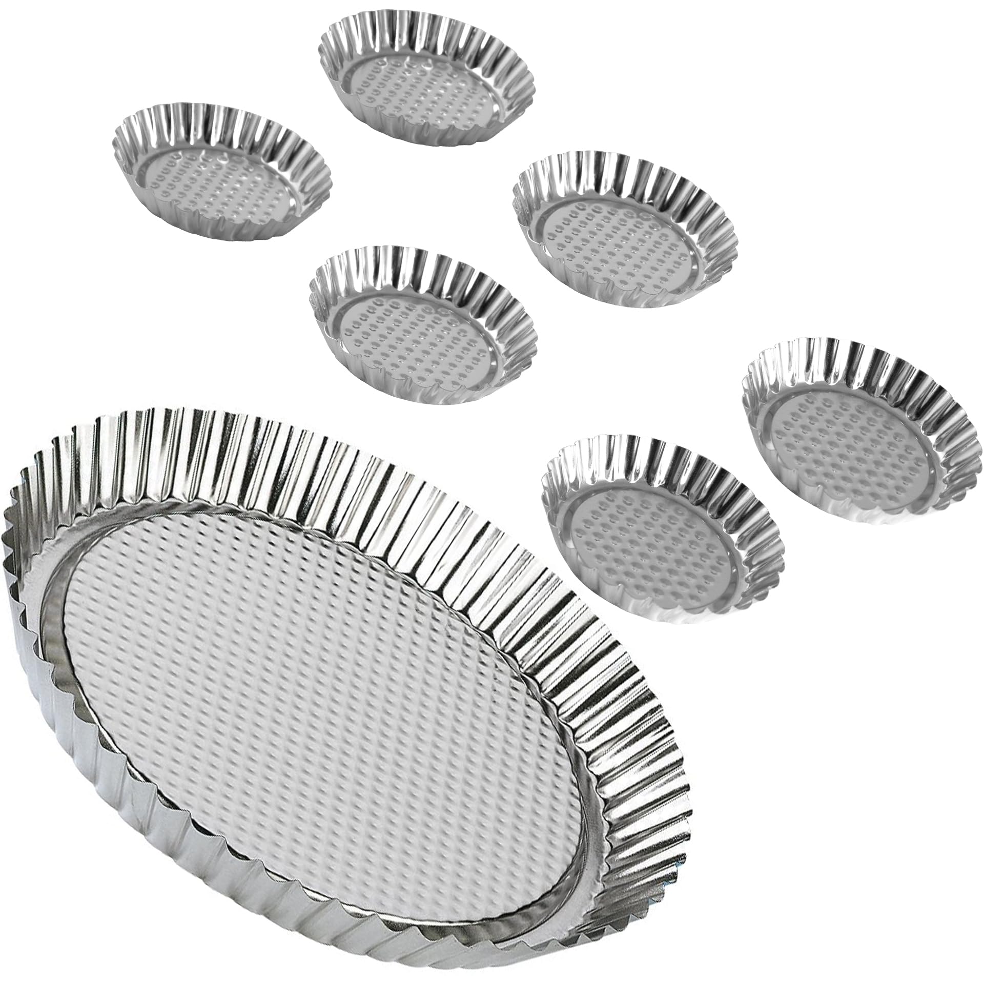 zenker-set-stampo-crostata-28-cm-6-stampi-monoporzione-9-5-cm-in-banda-stagnata- image 1