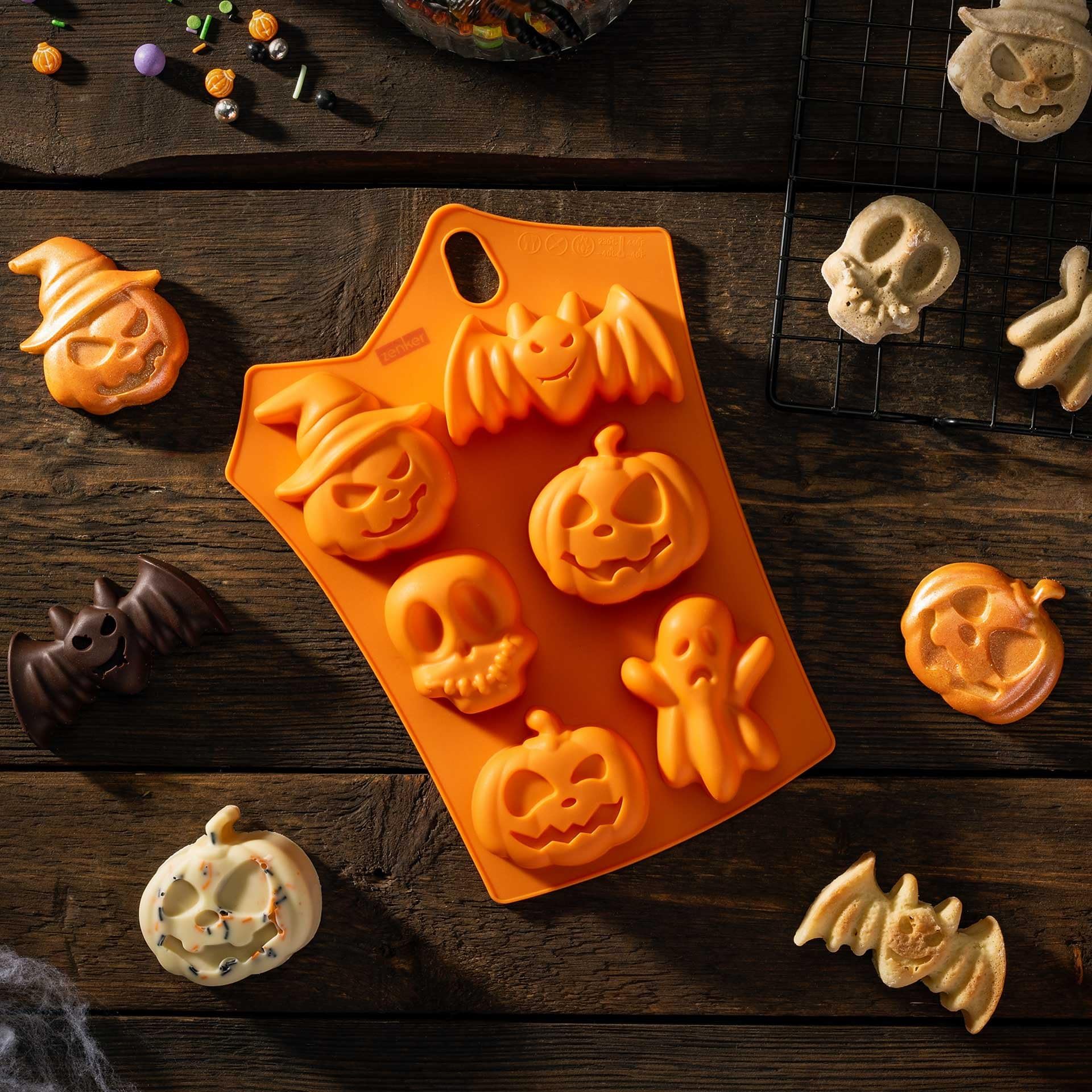 zenker-stampo-in-silicone-per-mini-torte-e-dolci-6-impronte-a-tema-halloween-da- image 2