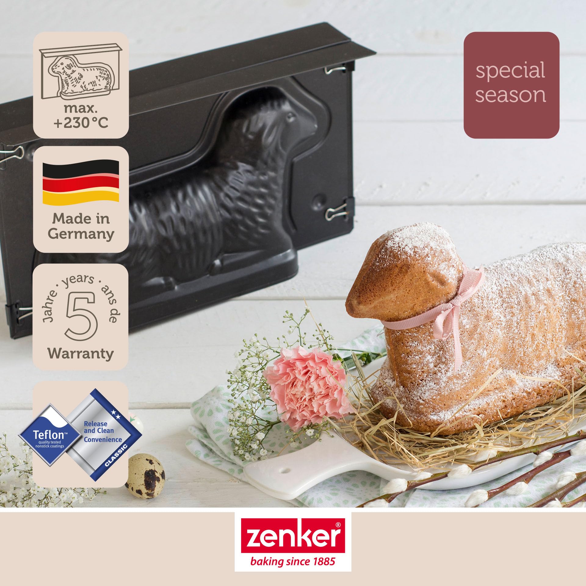 zenker-stampo-a-forma-di-agnello-teglia-antiaderente-in-acciaio-nero-28-x-16-x-8 image 3