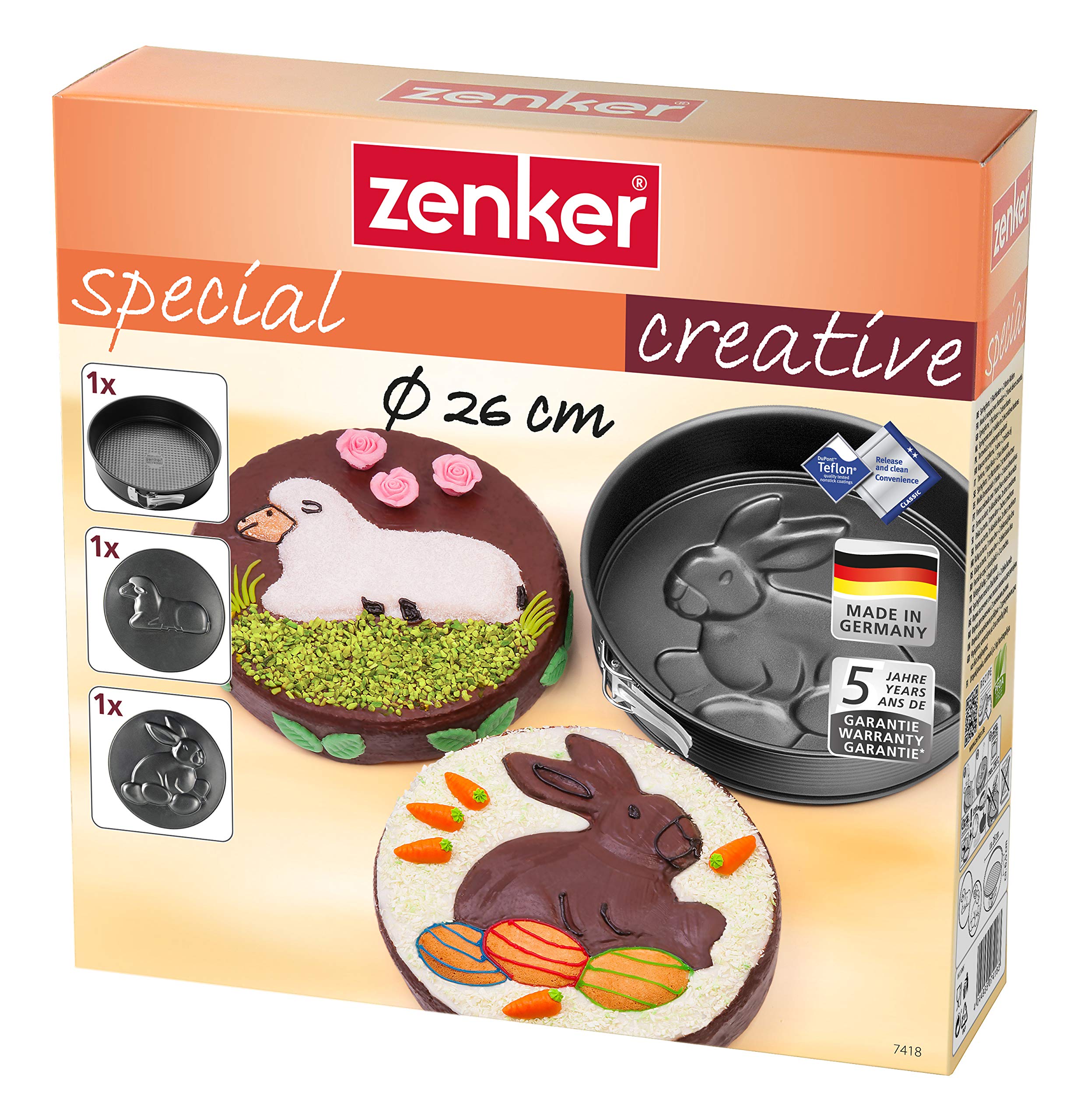 zenker-tortiera-con-fondo-3d-3-in-1-creative-26cm-nero-metallizzato-rivestimento image 7
