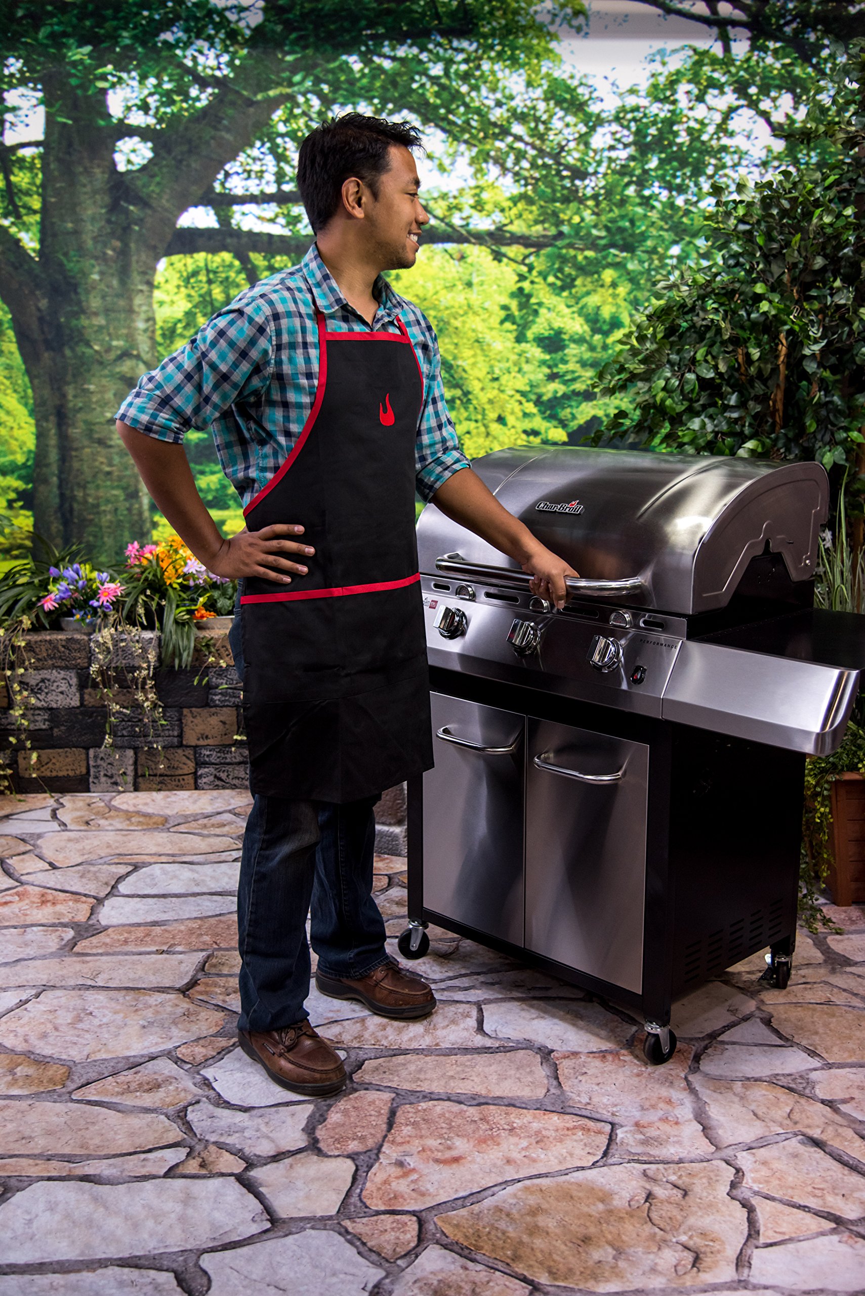 char-broil-140-517-grembiule-da-grigliata-con-tasche-nero-e-rosso image 2