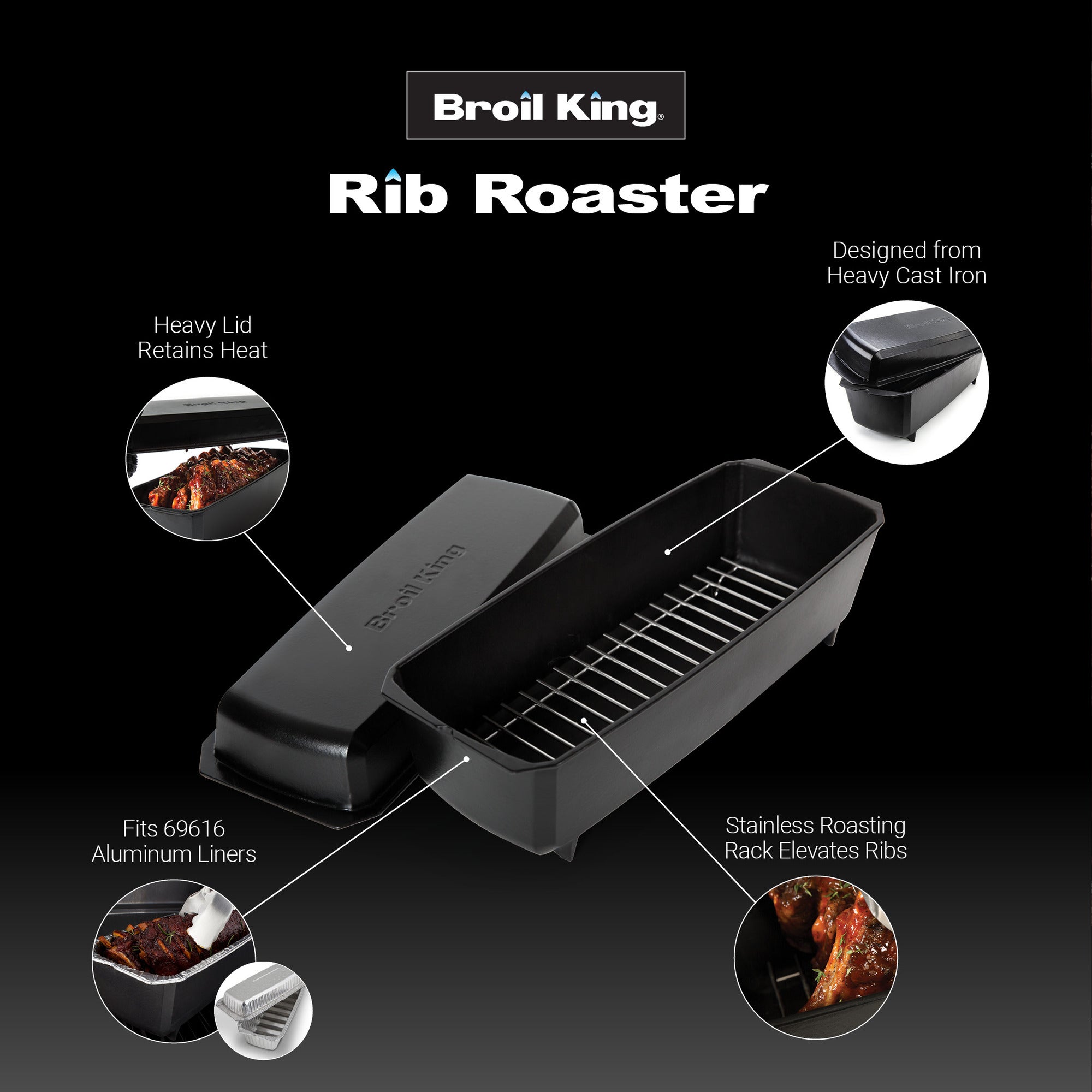 broil-king-cast-iron-rib-roaster-rostiera-in-ghisa-per-costine-in-verticale-con- image 3