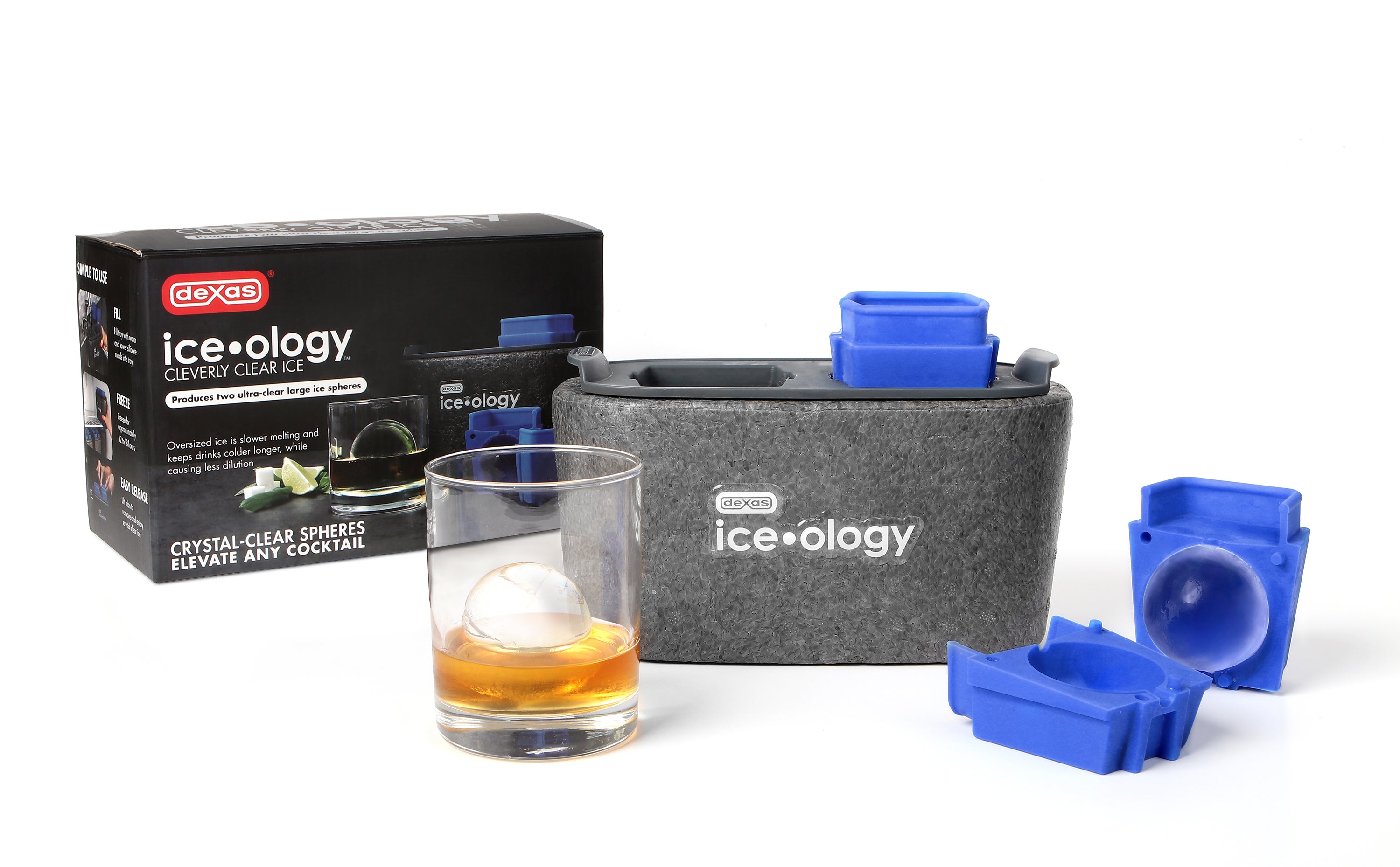 dexas-ice-ology-set-2-vaschette-per-ghiaccio-trasparente-2-sfere-da-5-cm-2 image 1