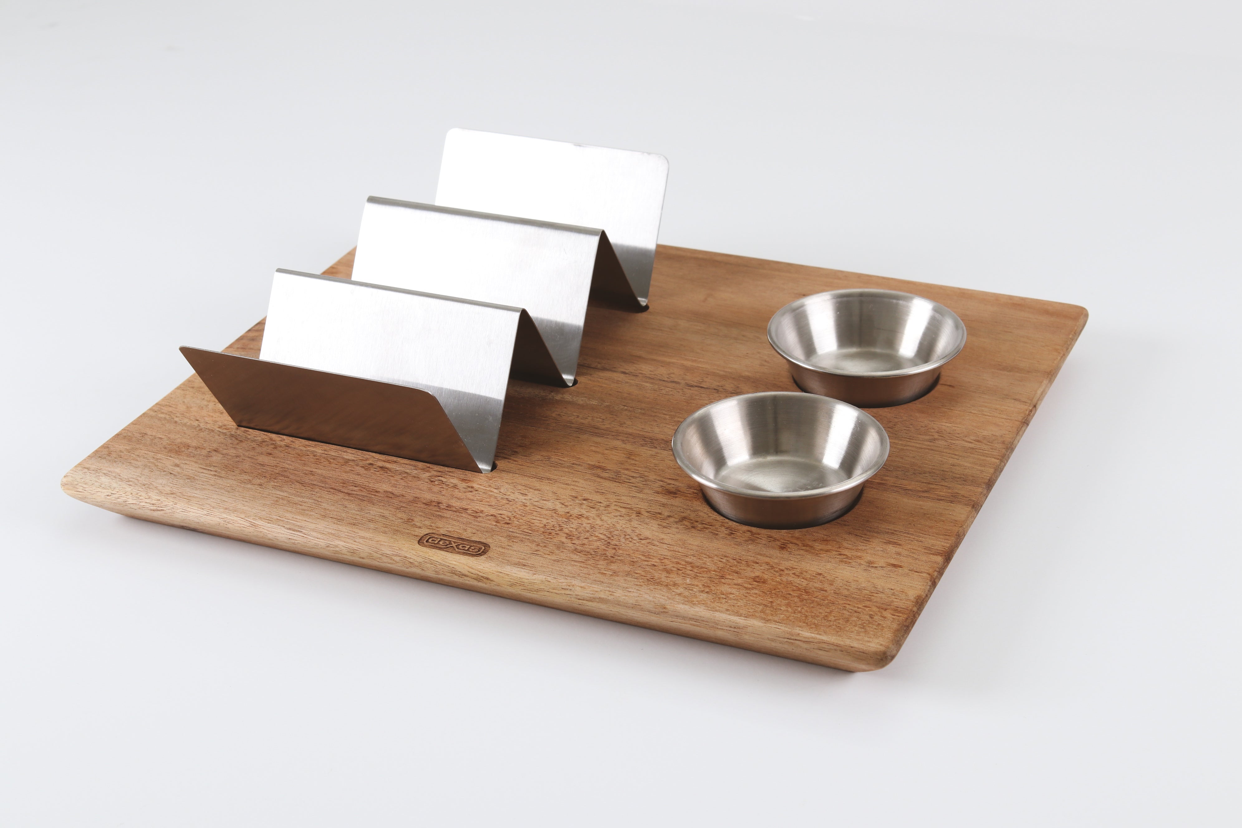 dexas-acacia-wood-taco-board-tagliere-da-servizio-in-legno-di-acacia-con-portata image 1