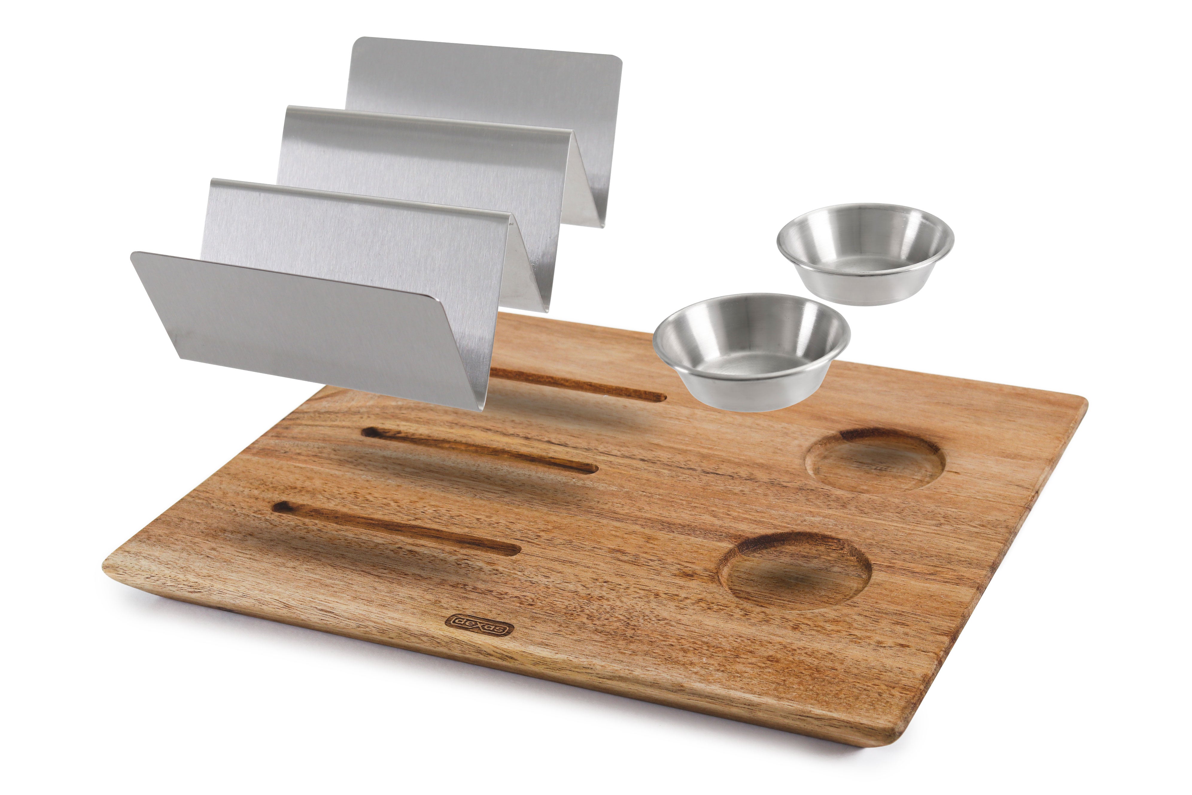 dexas-acacia-wood-taco-board-tagliere-da-servizio-in-legno-di-acacia-con-portata image 3